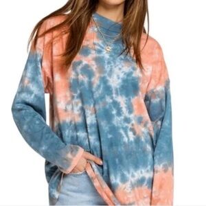 Free People Be Free Long Sleeve Pullover All Over Tie Dye Print Top Size Medium